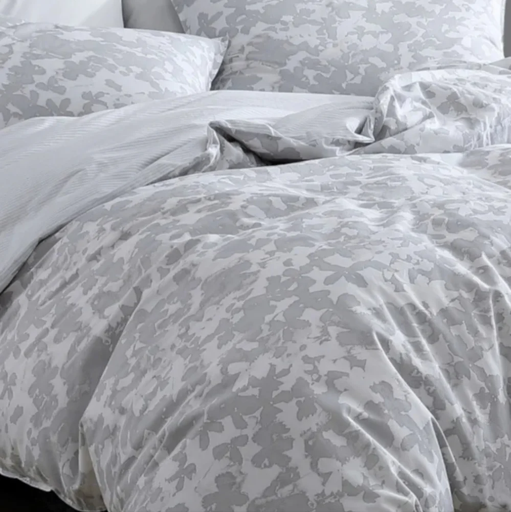 NEW Kenneth Cole Merrion Organic Cotton Grey Duvet Cover Set - Full - Queen